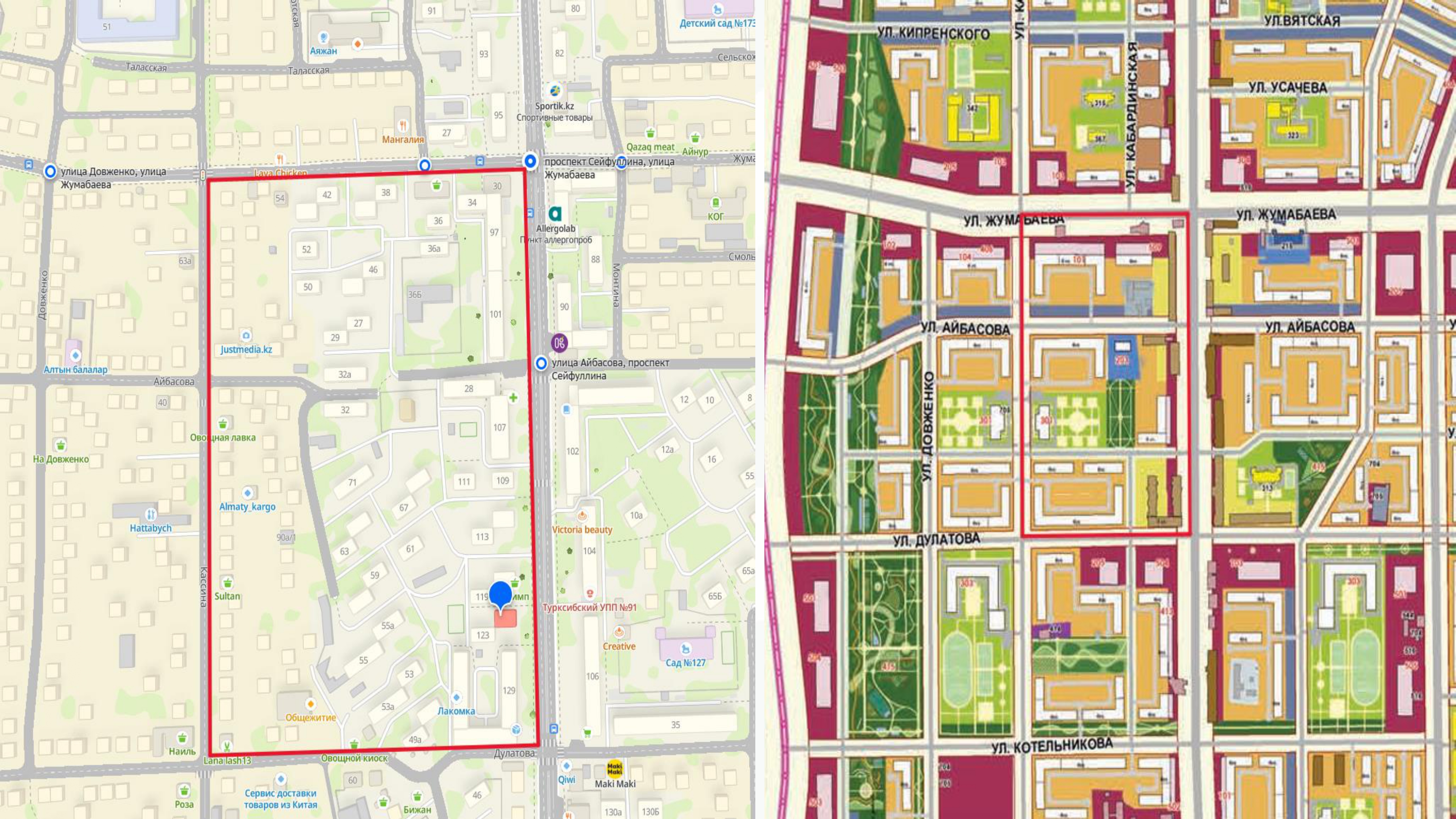 Объект - проспект Сейфуллина, Жумабаева, Кассина, Дулатова